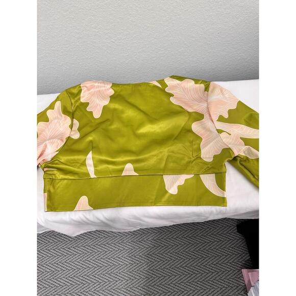 NWT‎ Stylewe Green & White Floral Print Crop Top With High Waist Wide Leg Pants - Picture 3 of 10